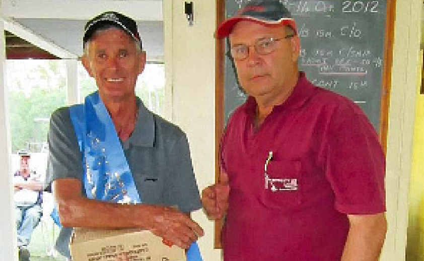 Bill Stolberg and club president Morris Mengel. Bill Stolberg and club president Morris Mengel.